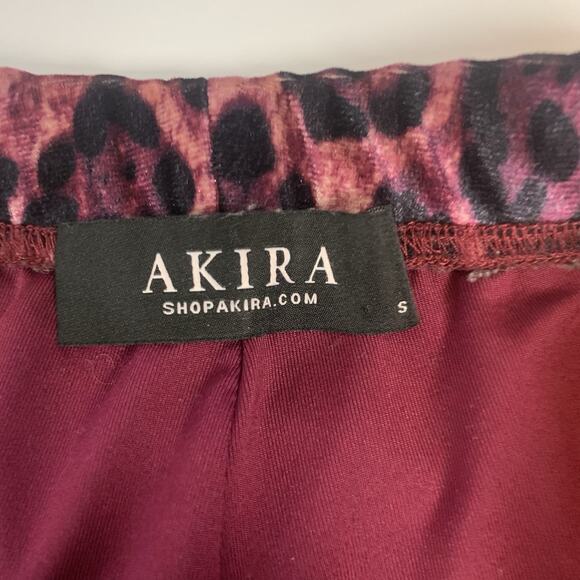 Akira Pants Women Small Velvet Flare Leopard Print Pull-on Stretch Purple Velour - Picture 4 of 9